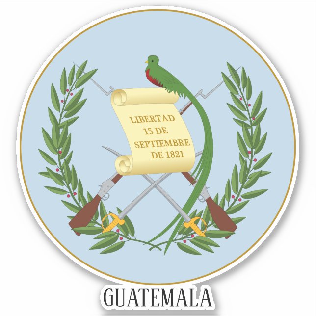 Pegatina Patriótico Del Escudo Nacional De Armas De Guatema (Anverso)