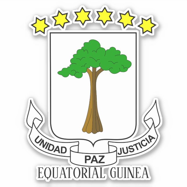 Pegatina Patriótico Del Escudo Nacional De Armas De Guinea  (Anverso)