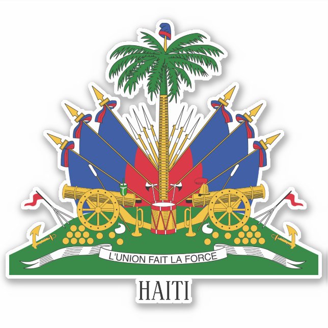 Pegatina Patriótico Del Escudo Nacional De Armas De Haití (Anverso)