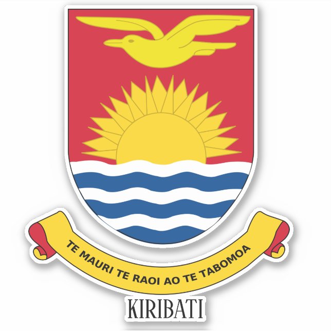 Pegatina Patriótico Del Escudo Nacional De Armas De Kiribat (Anverso)