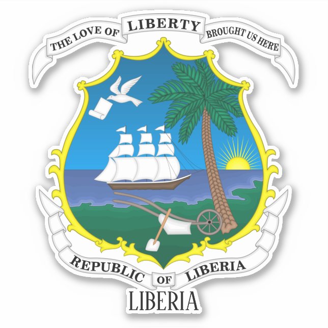 Pegatina Patriótico Del Escudo Nacional De Armas De Liberia (Anverso)