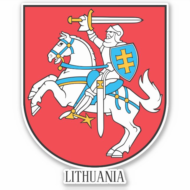 Pegatina Patriótico Del Escudo Nacional De Armas De Lituani (Anverso)