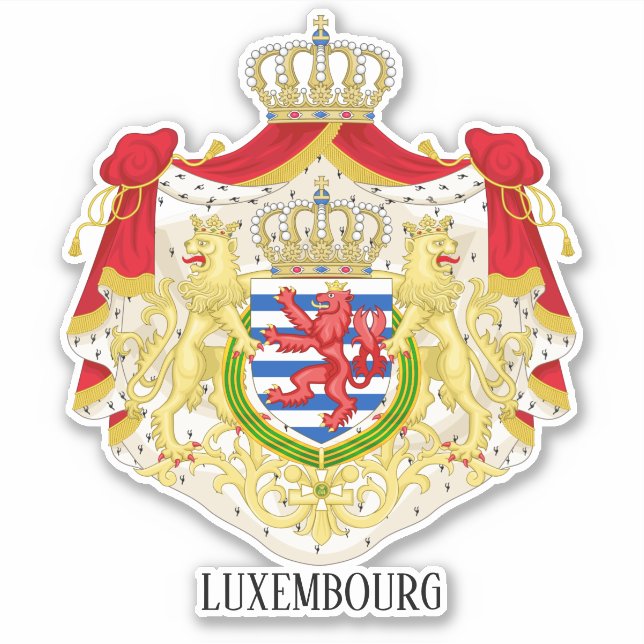 Pegatina Patriótico Del Escudo Nacional De Armas De Luxembu (Anverso)