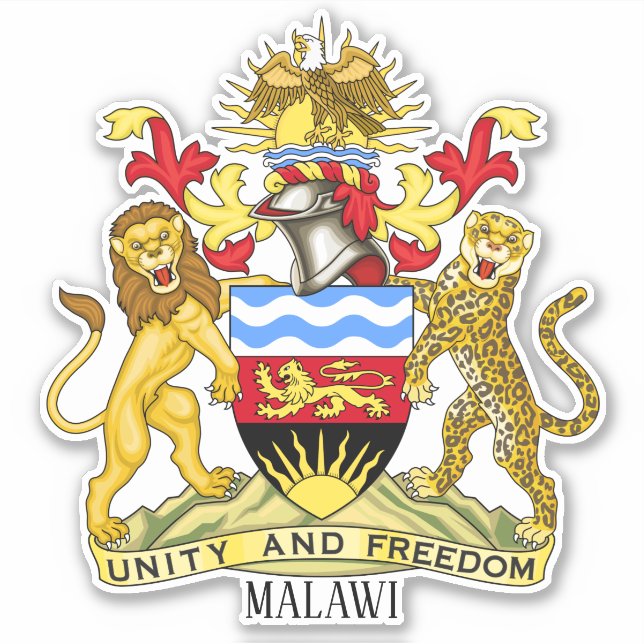 Pegatina Patriótico Del Escudo Nacional De Armas De Malawi (Anverso)