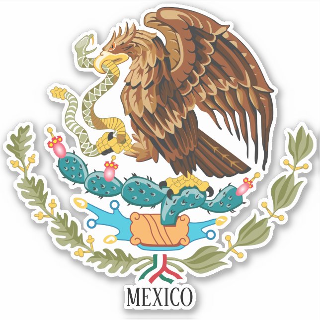 Pegatina Patriótico Del Escudo Nacional De Armas De México (Anverso)