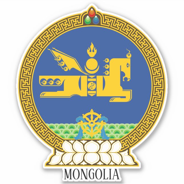 Pegatina Patriótico Del Escudo Nacional De Armas De Mongoli (Anverso)