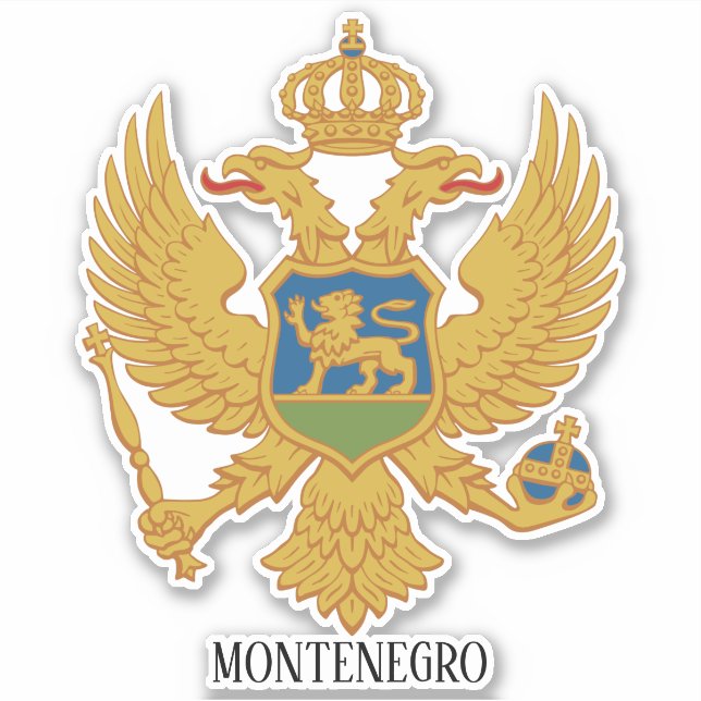 Pegatina Patriótico Del Escudo Nacional De Armas De Montene (Anverso)
