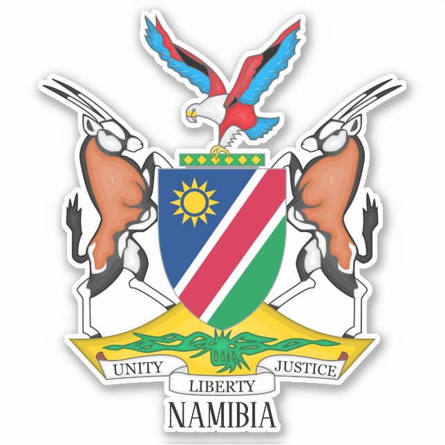 Pegatina Patriótico Del Escudo Nacional De Armas De Namibia (Anverso)