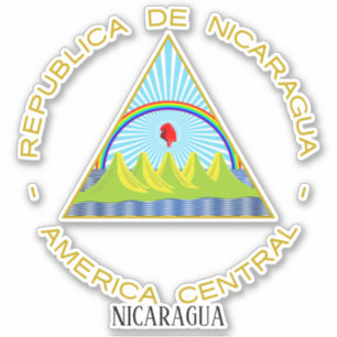 Pegatina Patriótico Del Escudo Nacional De Armas De Nicarag