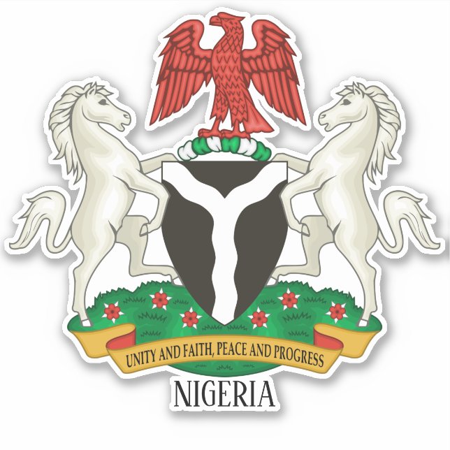 Pegatina Patriótico Del Escudo Nacional De Armas De Nigeria (Anverso)