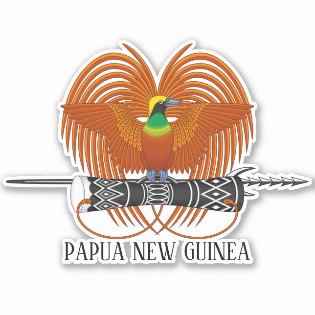 Pegatina Patriótico Del Escudo Nacional De Armas De Papua N (Anverso)