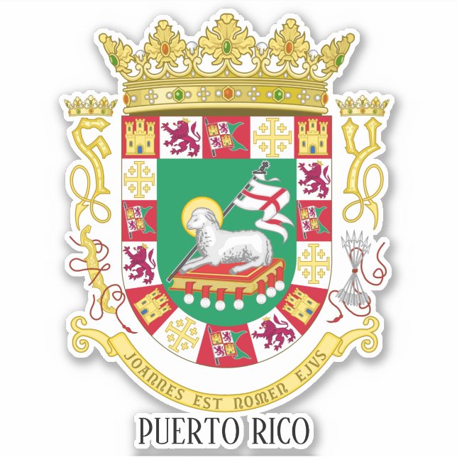 Pegatina Patriótico Del Escudo Nacional De Armas De Puerto  (Anverso)