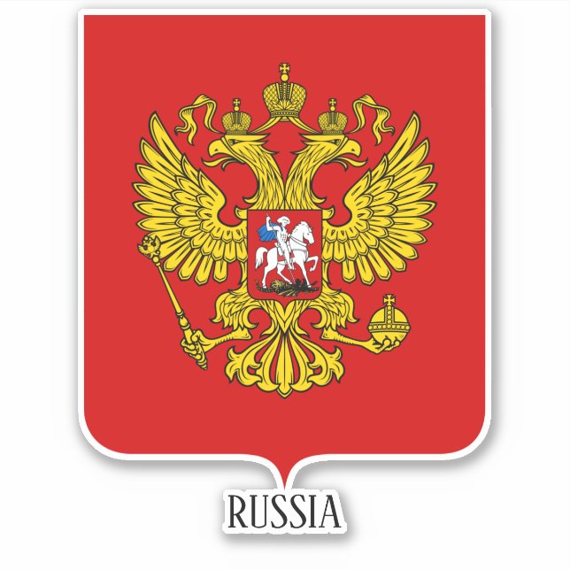 Pegatina Patriótico Del Escudo Nacional De Armas De Rusia (Anverso)