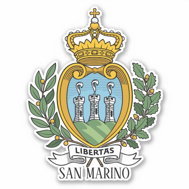 Pegatina Patriótico Del Escudo Nacional De Armas De San Mar (Anverso)