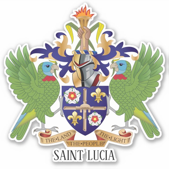 Pegatina Patriótico Del Escudo Nacional De Armas De Santa L (Anverso)