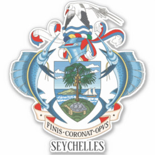 Pegatina Patriótico Del Escudo Nacional De Armas De Seychel
