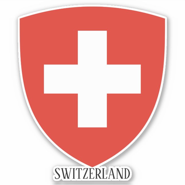 Pegatina Patriótico Del Escudo Nacional De Armas De Suiza (Anverso)