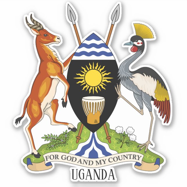 Pegatina Patriótico Del Escudo Nacional De Armas De Uganda (Anverso)