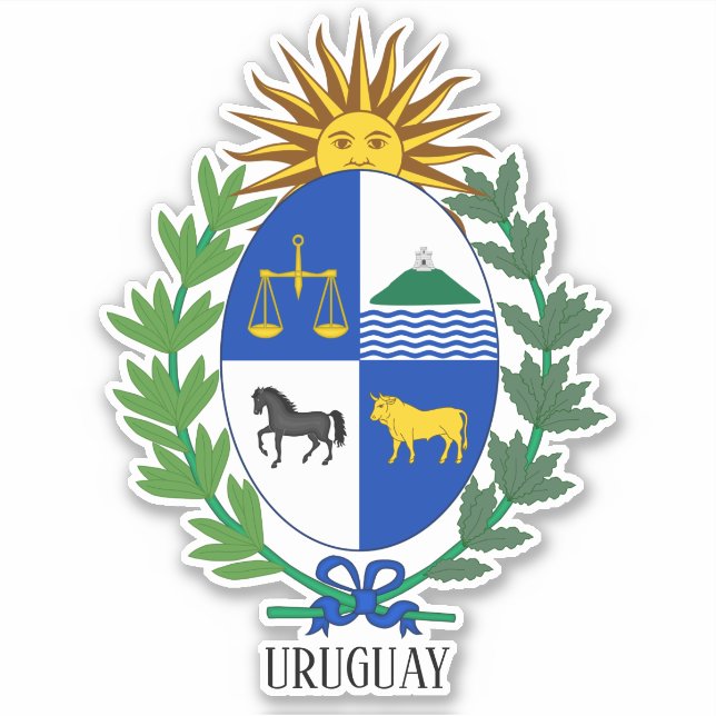 Pegatina Patriótico Del Escudo Nacional De Armas De Uruguay (Anverso)