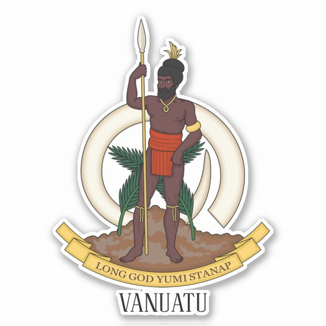 Pegatina Patriótico Del Escudo Nacional De Armas De Vanuatu (Anverso)