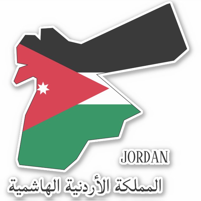 Pegatina Patriótico del mapa de bandera de Jordania (Anverso)