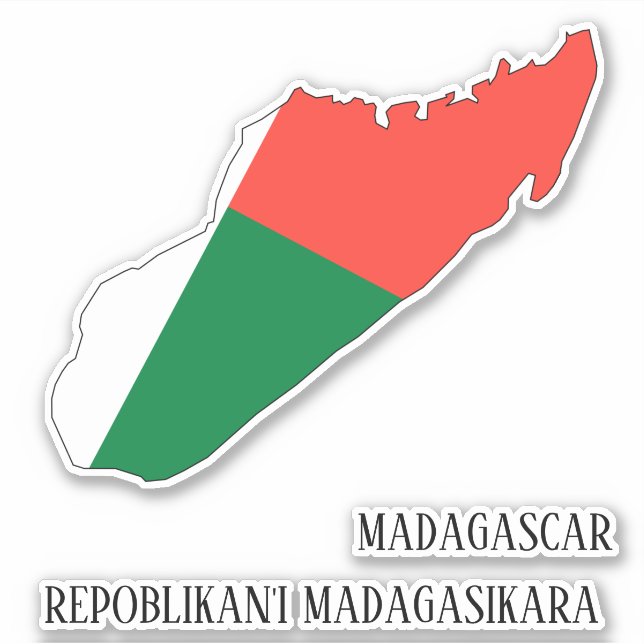 Pegatina Patriótico del mapa de bandera de Madagascar (Anverso)