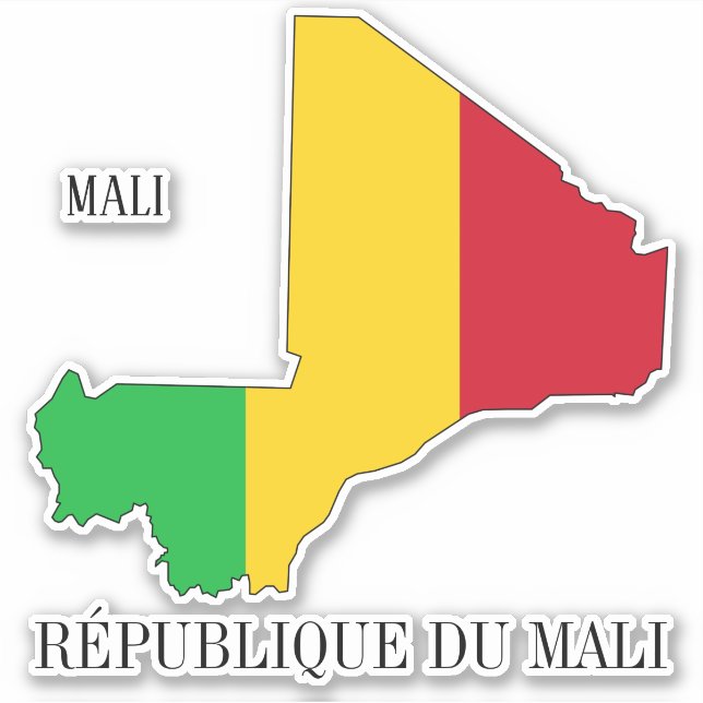 Pegatina Patriótico del Mapa de Bandera de Mali (Anverso)