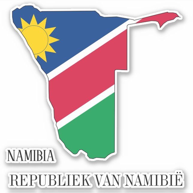 Pegatina Patriótico del mapa de bandera de Namibia (Anverso)