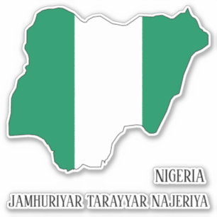 Pegatina patriótico del mapa de bandera de Nigeria
