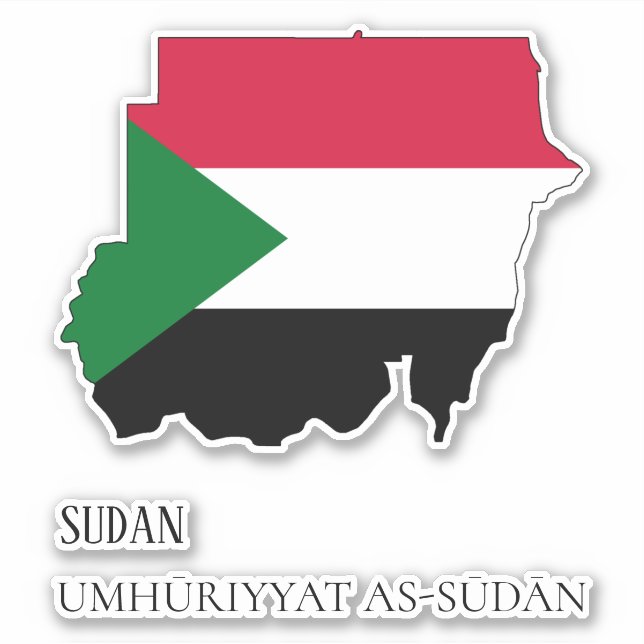 Pegatina Patriótico del mapa de bandera de Sudán (Anverso)