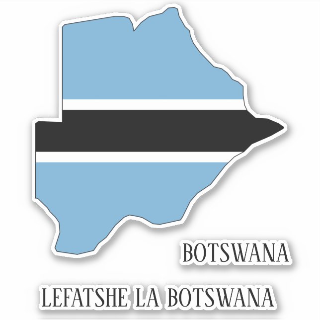 Pegatina Patriótico del mapa de la bandera de Botswana (Anverso)