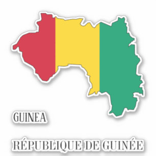 Pegatina Patriótico del mapa de la bandera de Guinea