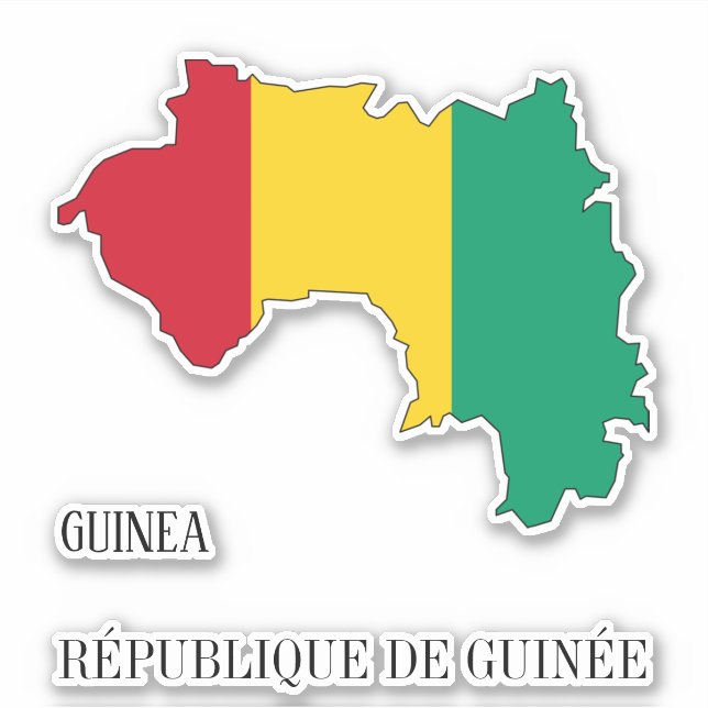Pegatina Patriótico del mapa de la bandera de Guinea (Anverso)