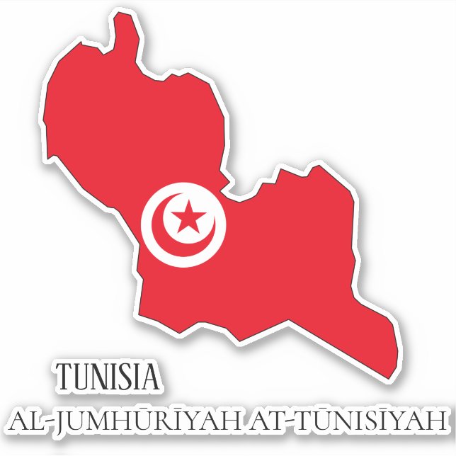 Pegatina Patriótico del mapa de la bandera de Túnez (Anverso)
