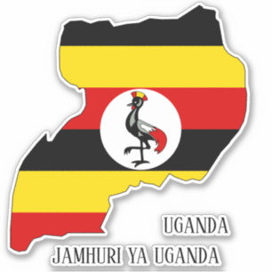 Pegatina Patriótico del mapa de la bandera de Uganda