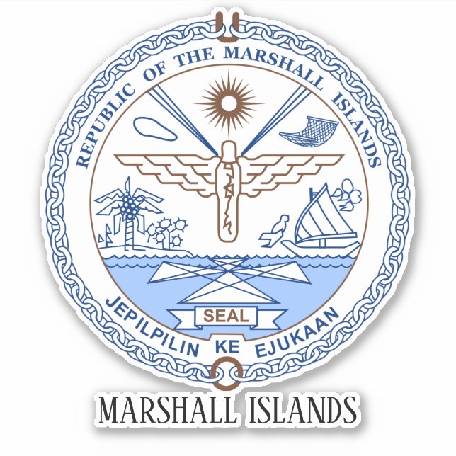 Pegatina Patriótico del Sello Nacional de las Islas Marshal (Anverso)