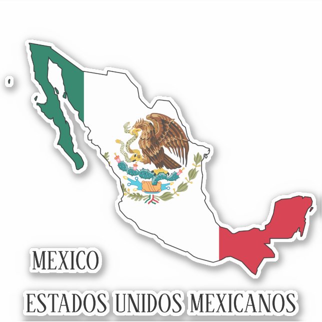 Pegatina Patriótico Mapa del País de Bandera de México (Anverso)