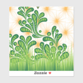 Pegatina Patrón artístico verde y dorado que representa un