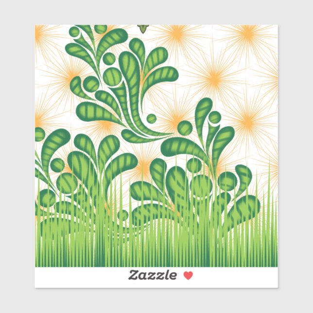 Pegatina Patrón artístico verde y dorado que representa un  (Hoja)