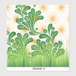 Pegatina Patrón artístico verde y dorado que representa un