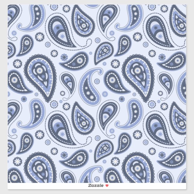 Pegatina Patrón azul paisley (Hoja)