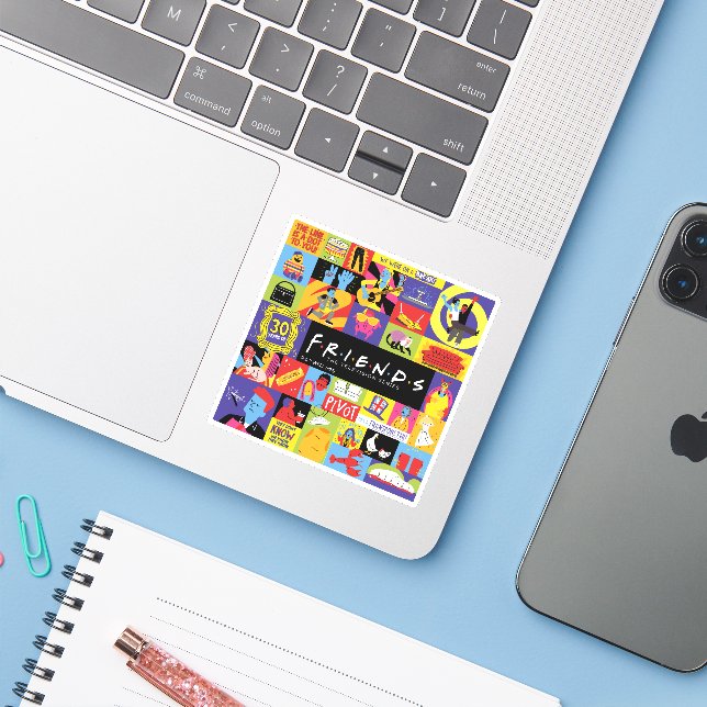 Pegatina Patrón de amigos icónicos™ (Ordenado portátil con iPhone)