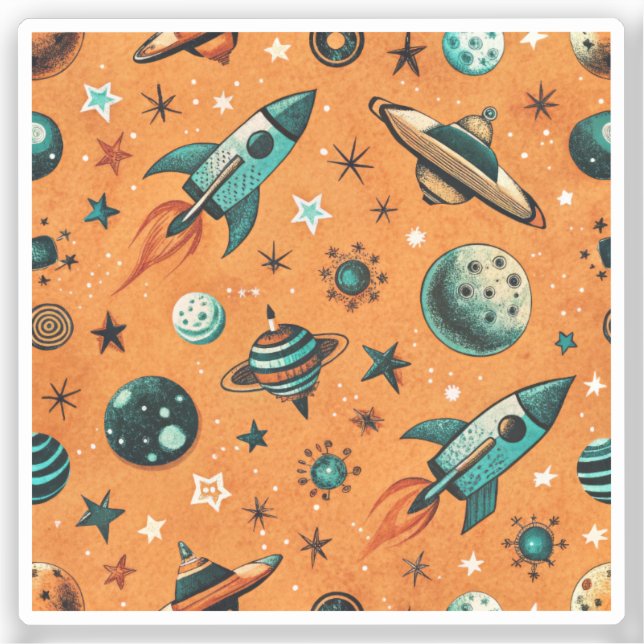 Pegatina Patrón de buques de cohetes de naves espaciales vi (Anverso)