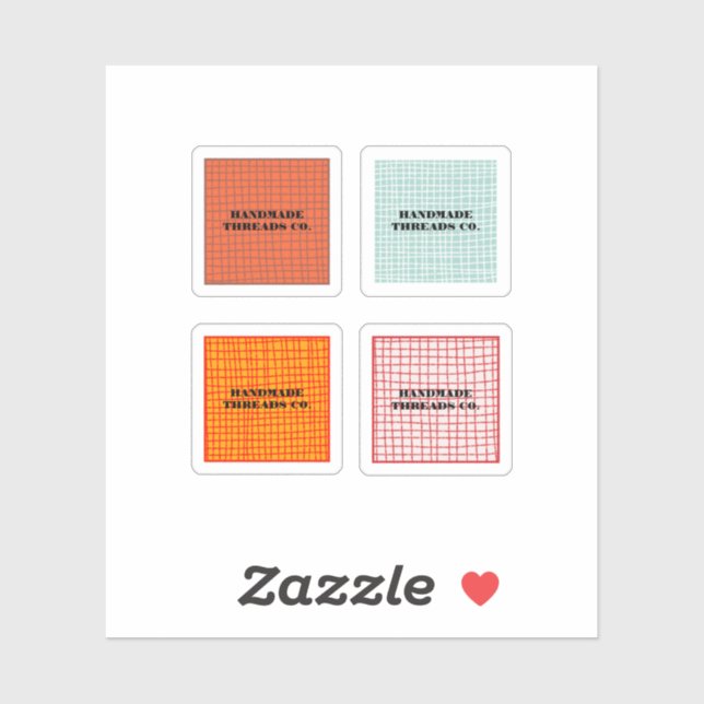 Pegatina Patrón de comprobación de color Ropa artesanal (Hoja)