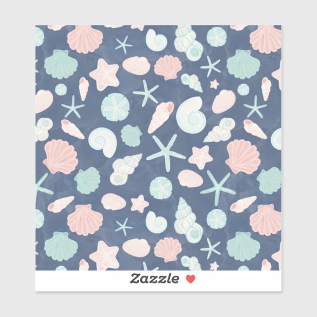 Pegatina patrón de conchas marinas (Hoja)