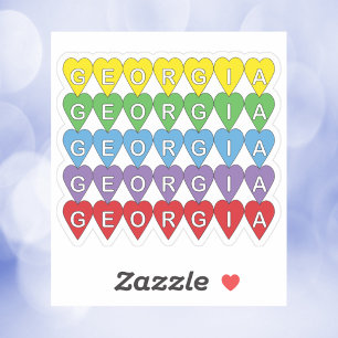 Pegatina Patrón de Corazón de Georgia Arcoíris