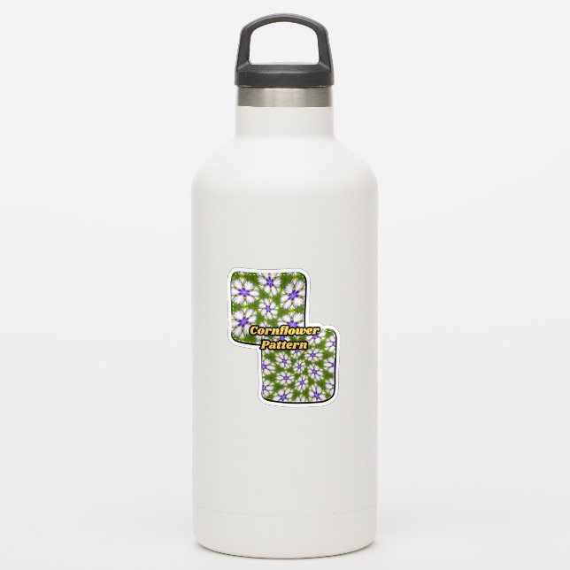 Pegatina Patrón de cornflores blancas (Botella de agua)