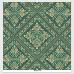 Pegatina Patrón de Damasco de época - Verde de esmeralda 