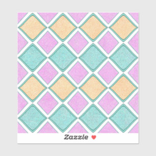 Pegatina Patrón de diamante de prisma Harlequin pastel