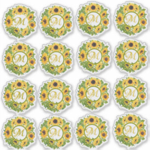 Pegatina Patrón de girasoles monogramados Decorativo